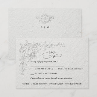 Faux Embossed Floral Wedding RSVP Card
