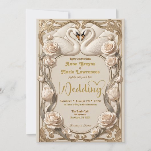Faux Embossed Gold Regal Fairytale Wedding Kaart (Voorkant)