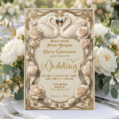 Faux Embossed Gold Regal Fairytale Wedding Kaart