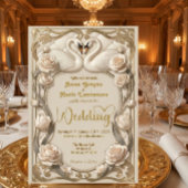 Faux Embossed Gold Regal Fairytale Wedding Kaart