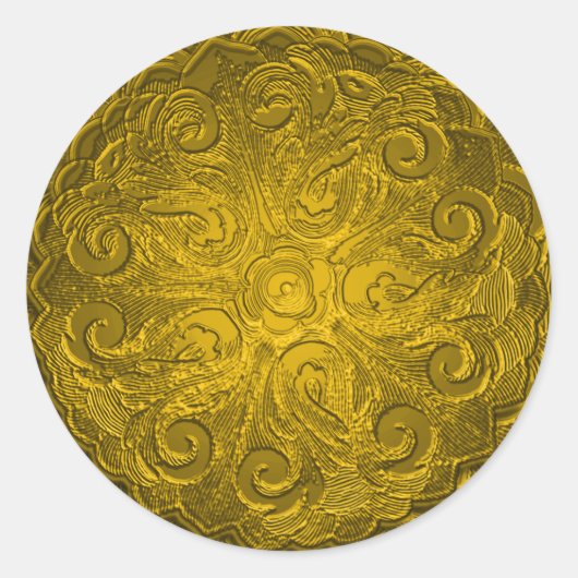 Faux Embossed look Seal, Gold Ronde Sticker (Voorkant)