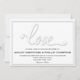 Faux Embossed Love Huwelijksuitnodiging Kaart