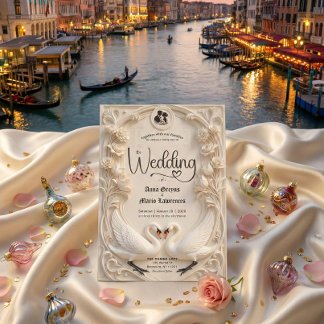 Faux Embossed Relief Sculpted Swans Wedding  Kaart