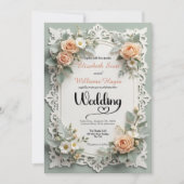 Faux Embossed Romantic Floral Summer Wedding Kaart (Voorkant)