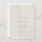 Faux Embossed Roses Ecru Formal Parents Wedding Kaart (Voorkant)