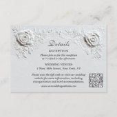 Faux Embossed Rozen Elegant Script Details Huwelij Informatiekaartje (Voorkant)