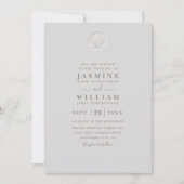 Faux Embossed Seashell Formal QR Code Wedding Kaart (Voorkant)