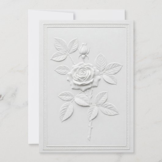 Faux Embossed White Rose Formal Wedding Kaart (Achterkant)