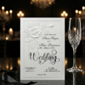 Faux Embossed White Rose Formal Wedding Kaart