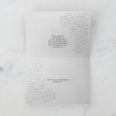 Faux Embossed White Roses Wedding Bedankkaart (Binnen)