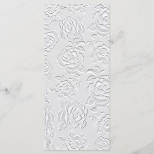 Faux Embossed White Roses Wedding Flat Menu (Dos)