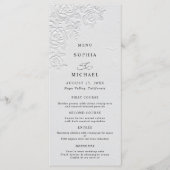 Faux Embossed White Roses Wedding Flat Menu (Devant)