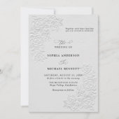 Faux Embossed White Roses Wedding Invitation (Devant)