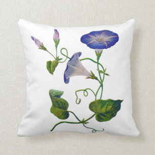 Faux Embroidery - Blue Morning Glory Kussen