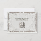 Faux Embroidery Timeless Lace QR Code Wedding RSVP Kaartje (Achterkant)