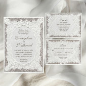 Faux Embroidery Timeless Lace QR Code Wedding RSVP Kaartje