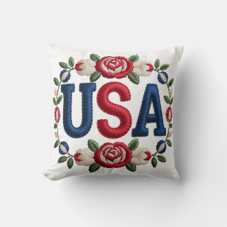 Faux Embroidery USA Kussen