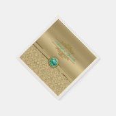 Faux Emerald Green Edelsteen Metallic Gold Damask Servetten (Hoek)