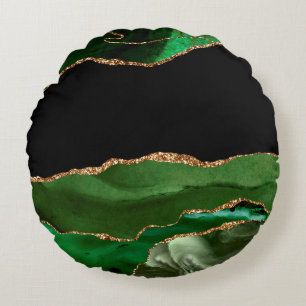 Faux Emerald Green Marged Agate Rond Kussen