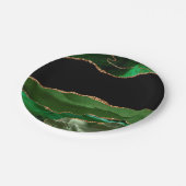 Faux Emerald Green Marked Agate Contemmodern Papieren Bordje (Gekanteld)