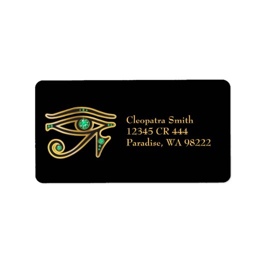 Faux-Emerald oog van Ra in goud Etiket (Voorkant)