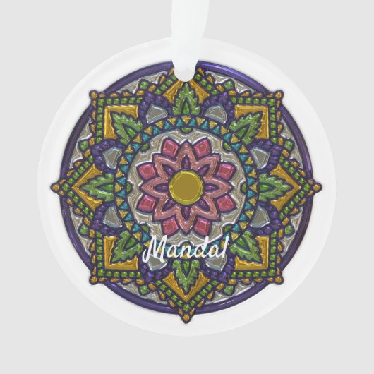 Faux Enamel Mandala Monogrammed Ornament (voorkant)