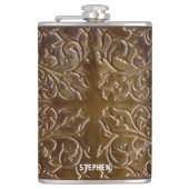 Faux Engraved Copper Design Heupfles (Voorkant)