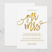 Faux faire-part de mariage en feuille d'or | Écrit (Devant / Derrière)