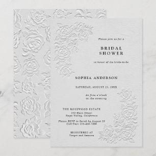 Faux faire relief Roses Blanches Invitation de Fêt