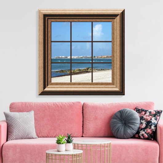 Faux Fenêtre Vue Plage Scène Toile Mur Art (Insitu(Salon))
