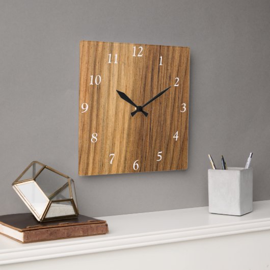Faux Fined Barn Wood Clock Vierkante Klok (Kantoor)