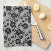 Faux Fishnet Black Lace Serviette de cuisine (Quart Plié)