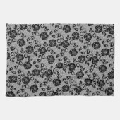 Faux Fishnet Black Lace Serviette de cuisine (Horizontal)