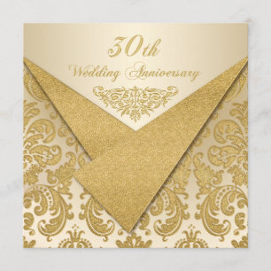 FAUX Flaps Damask 30e Anniversaire Invitation