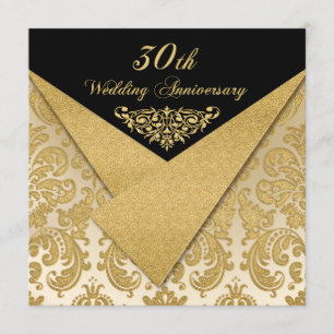 FAUX Flaps Damask 30th Anniversary Invitation