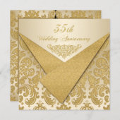 FAUX Flaps Damask 35e Invitation d'anniversaire (Devant / Derrière)