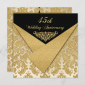 FAUX Flaps Damask 45th Anniversary Invitation (Devant / Derrière)