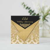 FAUX Flaps Damask 45th Anniversary Invitation (Debout devant)