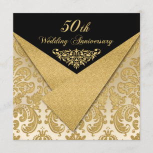 FAUX Flaps Damask 50e anniversaire Invitation 2