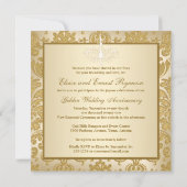 FAUX Flaps Damask 50th Anniversary Uitnodiging (Achterkant)