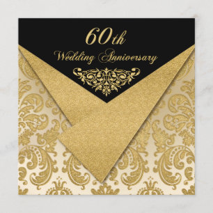 FAUX Flaps Damask 60th Jubileum Invitation Kaart
