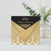 FAUX Flaps Damask Invitation 30e Anniversaire (Debout devant)