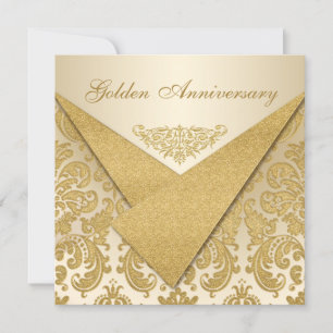 FAUX Flaps Damask Invitation du 50e anniversaire