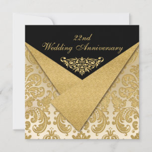 FAUX Flaps Damask Invitation pour le 22e anniversa