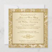 FAUX Flaps Gold Damask Invitation 50e anniversaire (Dos)