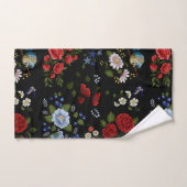 Faux Fleurs Brodées Rouge & Bleu (Serviette à main)