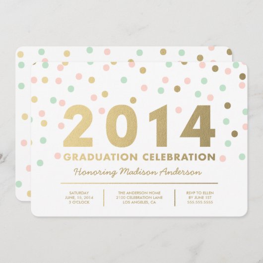 Faux Foil Confetti | Invitation à l'obtention du d (Devant / Derrière)