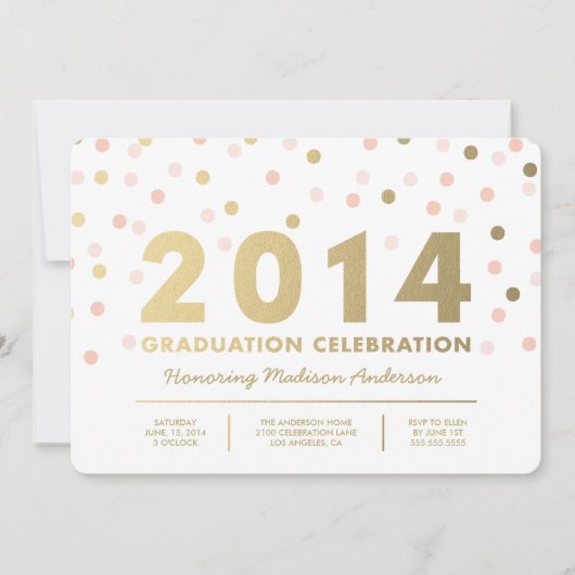 Faux Foil Confetti| Invitation de diplômes (Devant)