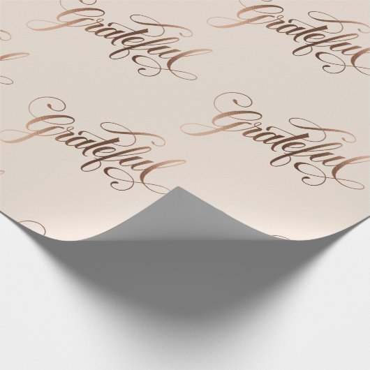 Faux-foil Elegant Grateful Script for Thanksgiving Cadeaupapier (Hoek)