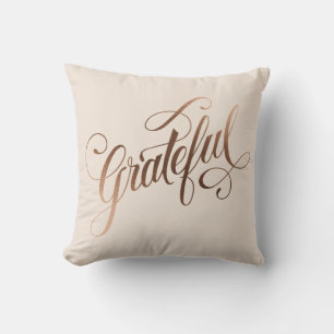 Faux-foil Elegant Grateful Script for Thanksgiving Kussen